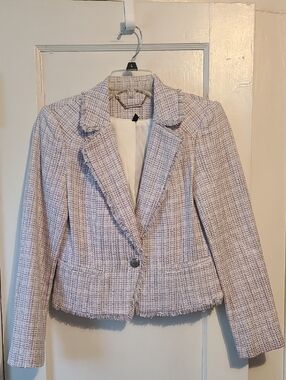 White House Black Market Lavender-Textured Tweed Blazer